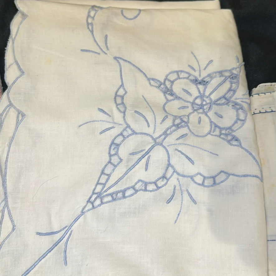 Collection of Vintage Embroidered Linens and Lace Textiles - image 17 of 22