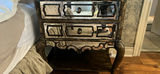 Mirrored Nightstand with Table Lamp, Clocks, and Decorative Globe - thumbnail 7 of 8