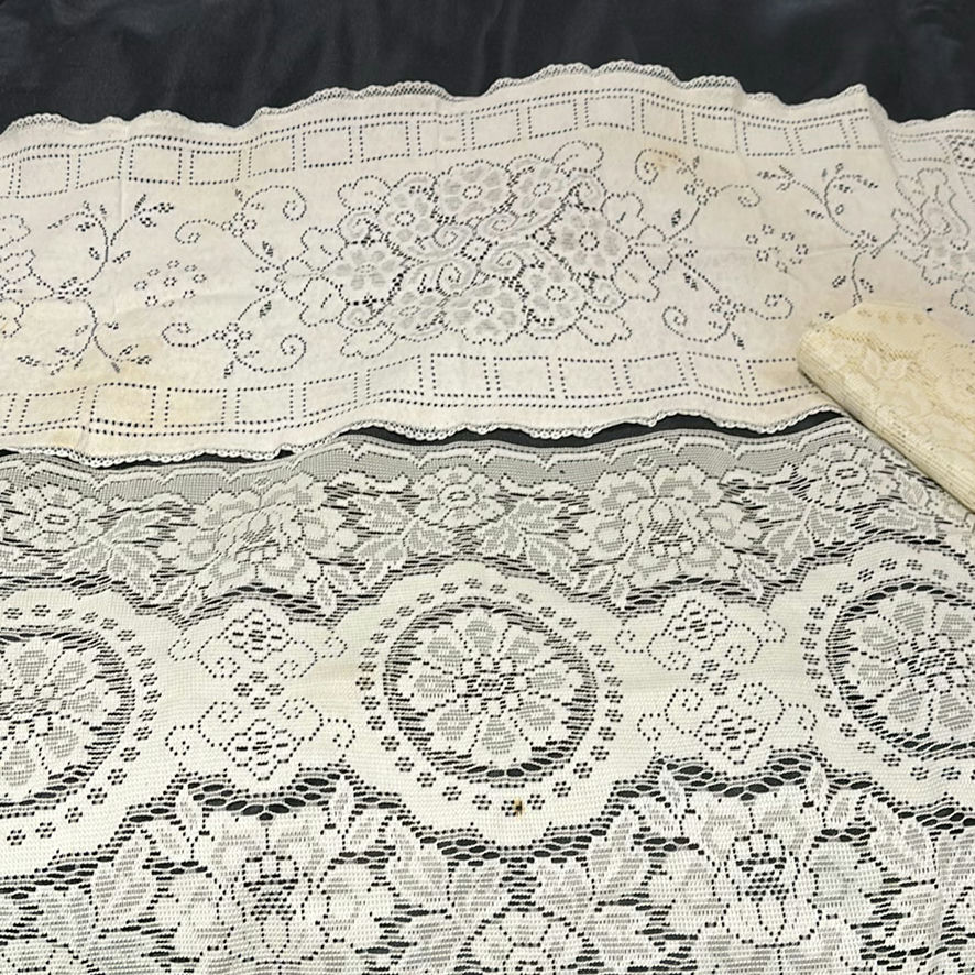Two Lace Tablecloths and Folded Lace Linen - image 1 of 4
