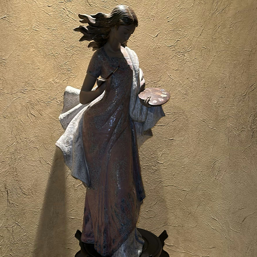 Female Artist Figurine on Wooden Stand - image 5 of 5
