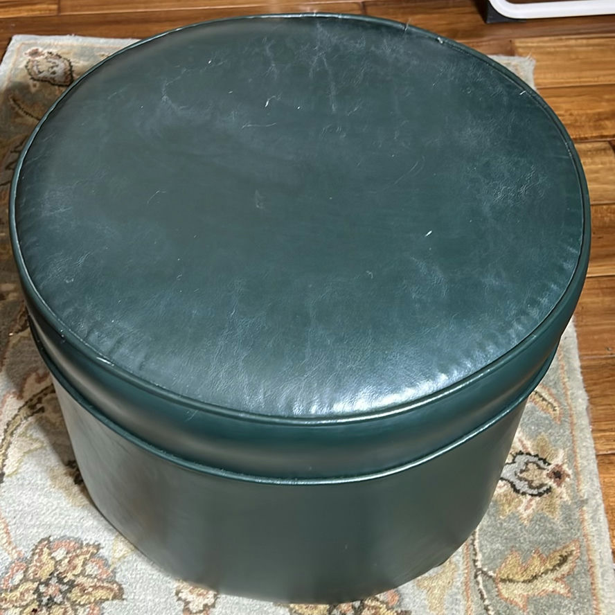 Round Green Upholstered Storage Ottoman - image 1 of 5