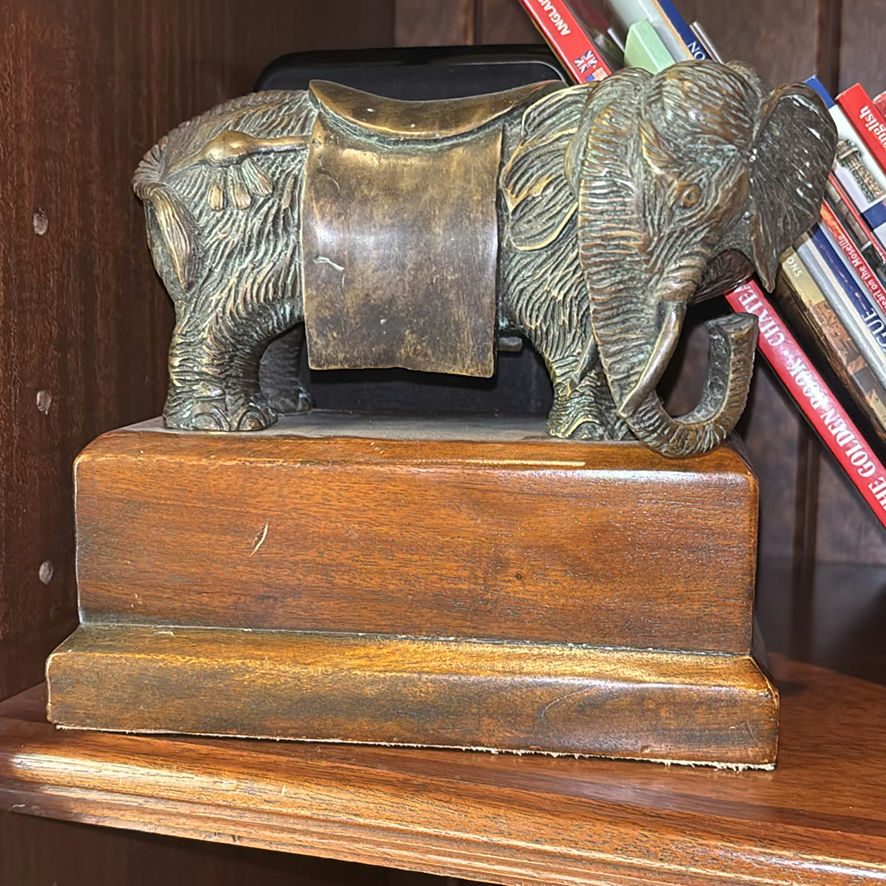 Books, Elephant Figurines, and Speaker on Wooden Bookshelf - image 3 of 17