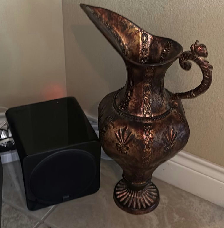 Black Display Cabinet and Decorative Metal Pitchers - image 3 of 7