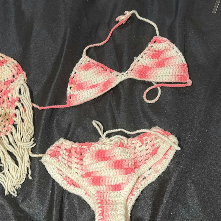 Handmade Crochet Bikini Set and Fringe Top - image 4 of 5