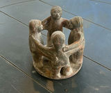 Round Dining Table with Four Wicker Chairs and Decorative Sculptures - thumbnail 2 of 7