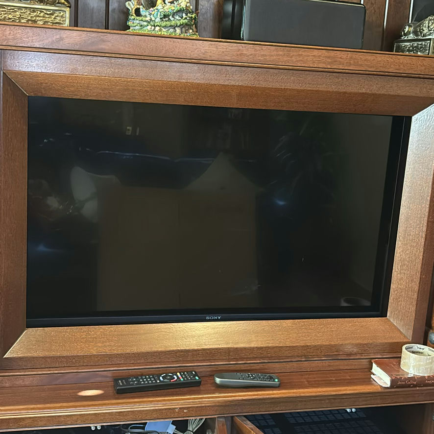 Sony Flat Screen Television with Entertainment Cabinet and Onkyo Receiver - image 1 of 8