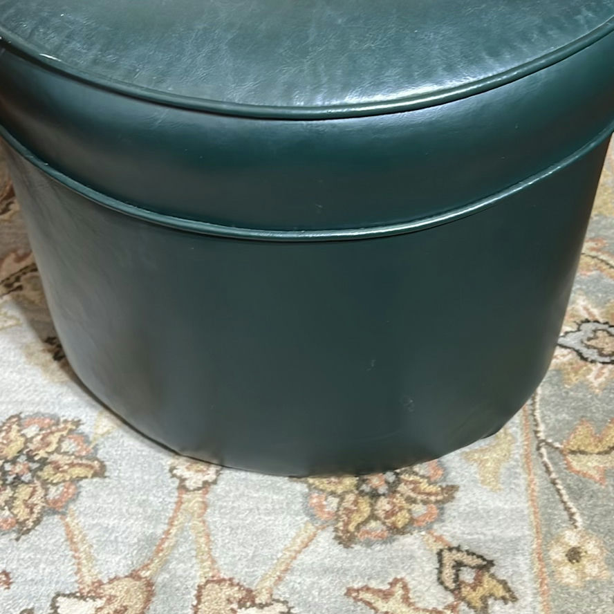 Round Green Upholstered Storage Ottoman - image 3 of 5