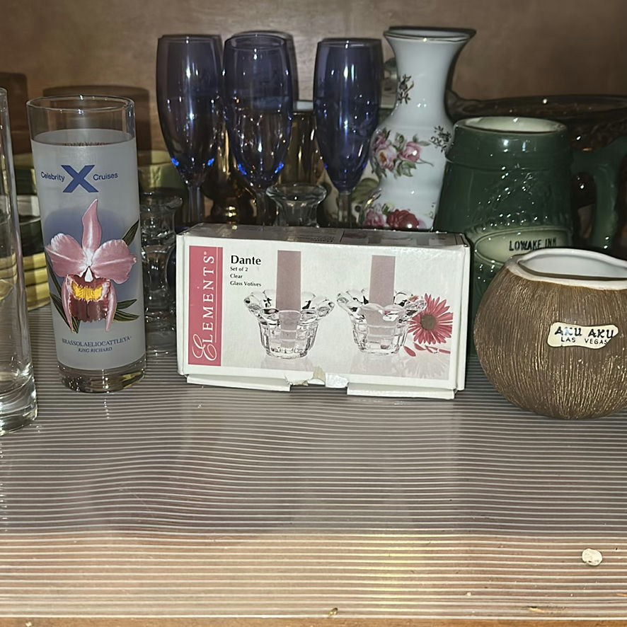 Decorative Vases, Ceramic Jug, Wooden Vase, and Glassware - image 6 of 14