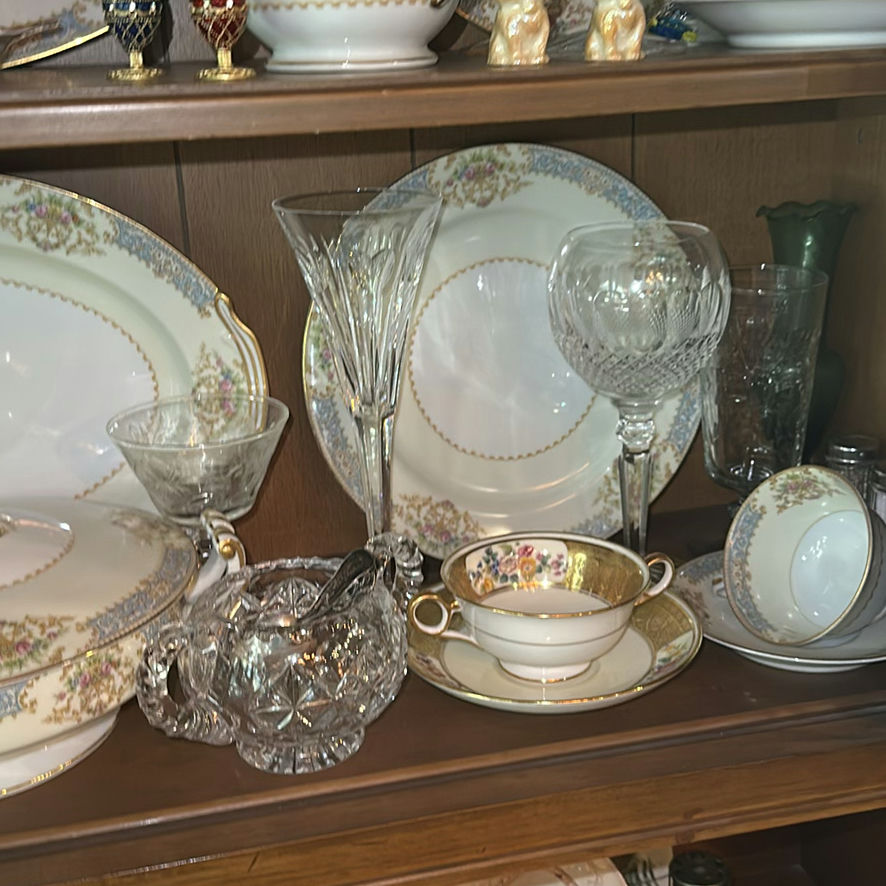 Wood China Cabinet with Tiffany & Co. China, Glassware, and Decorative Items - image 7 of 16