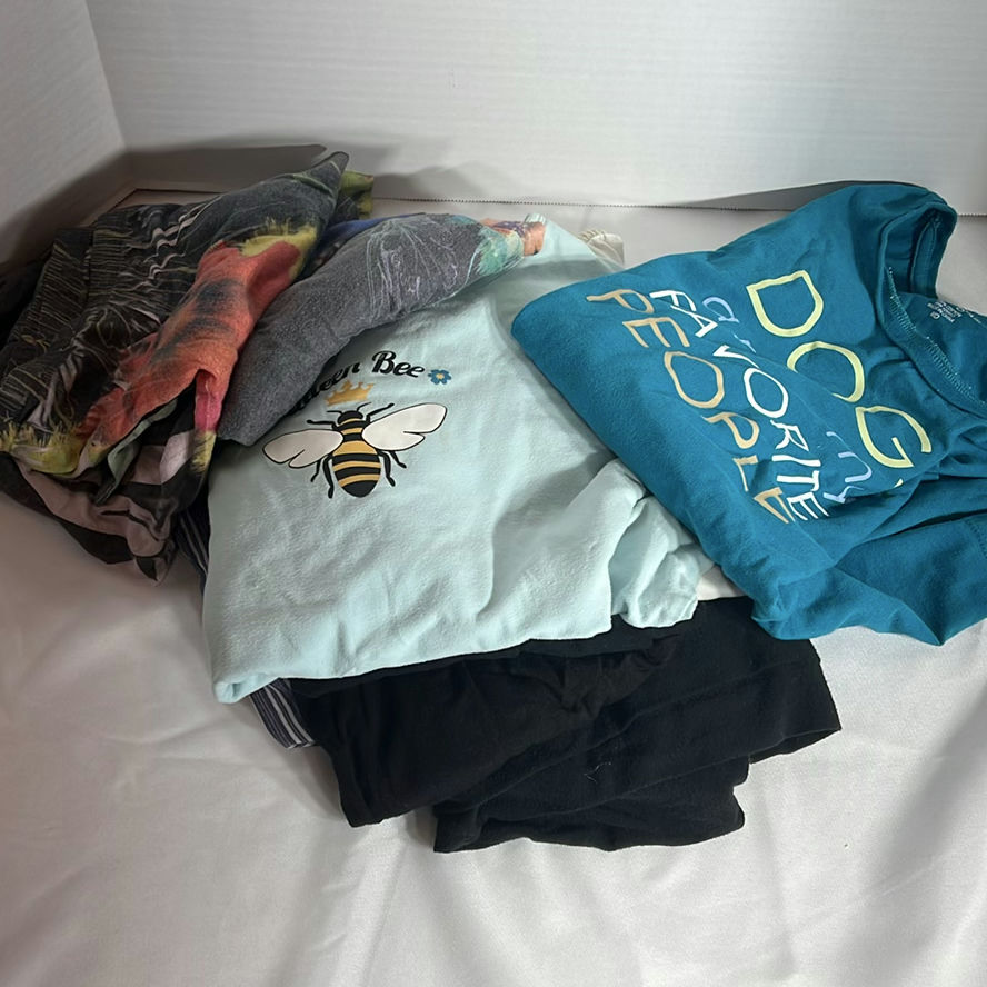 Assorted Graphic T-Shirts and Black Shorts - image 1 of 5