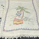 Vintage Embroidered Linen and Handkerchief Set - thumbnail 1 of 6