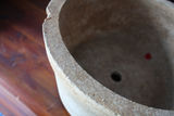 Weathered Cast Cement Stone Planters — Square Cube Planter + Round Tapered Planter Pot (Lot of 2) - thumbnail 4 of 5