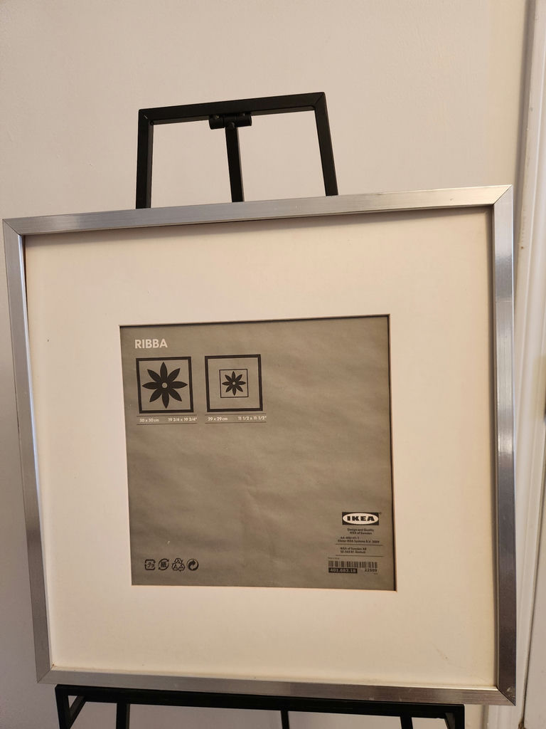 New IKEA RIBBA 50x50 cm (19 3/4”) Brushed Silver Aluminum Frame with Mat – Model 401.683.18 - image 1 of 3
