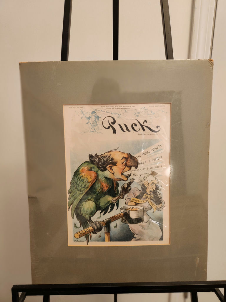 Matched Pair of Original Puck Magazine Political Satire Prints – “Stand-Pat Policy /Protection” & “Free Silver/The Moral Issue” – c. 1890s - image 2 of 9