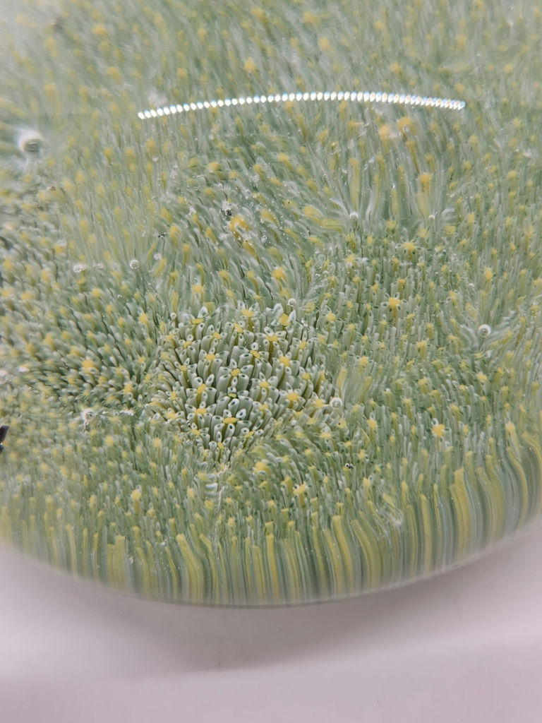Vintage Vetri MURANO Barovier & Toso Glass Millefiori Art Glass Paperweight Green Yellow Micro Flowers - image 5 of 9
