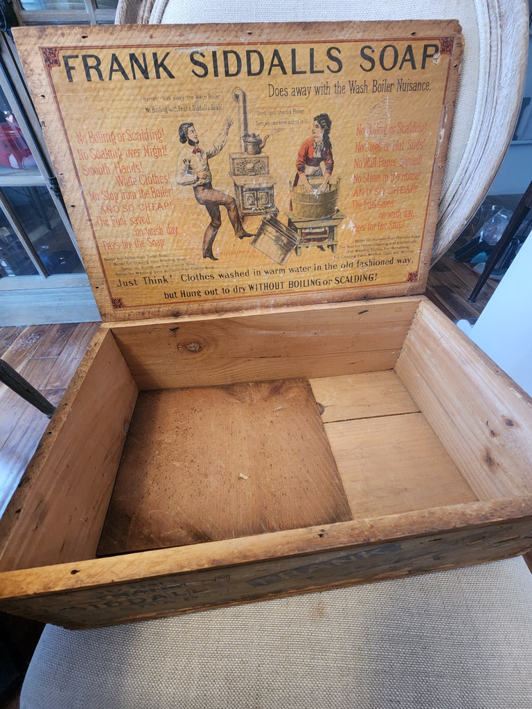 Vintage Frank Siddall’s Soap Wooden Crate Box w/ Original Advertising Lid Panel - image 5 of 8