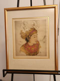 Elyse Ashe Lord Limited Edition Hand-Colored Etching – Balinese Dancer Portrait – Signed & Numbered 11/75 – Framed - thumbnail 1 of 3