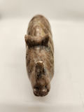 Hand-Carved Nephrite Jade or Serpentine Pig with Coin Motif & Soapstone/Marble Sculptural Rhinoceros Vintage Asian Stone Figures – Green Serpentine Pig with Coin & Brown Rhino Sculpture - thumbnail 8 of 15