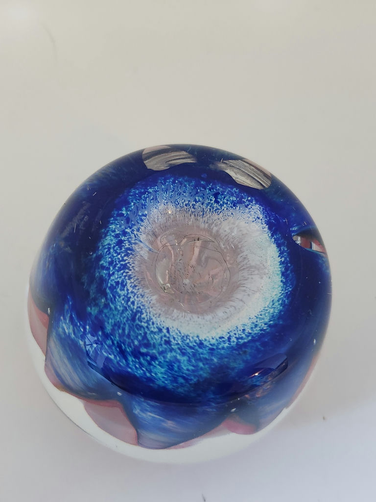 Epiphany Art Glass Studio April Wagner Rainbow Swirl (Red, White and Blue) Hand-Blown Paperweight - Signed early 2000s - image 7 of 7