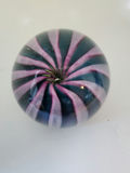 Epiphany Studio April Wagner Art Glass Teal & Lavender Bloom Paperweight, Signed early 2000s - thumbnail 2 of 4