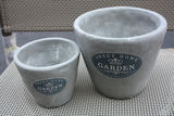 Set of 2 "Sweet Home Garden" Antique-Style Cement Planters - thumbnail 3 of 3