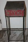 Vintage Industrial License-Plate Pedestal Stand – New Hampshire & California Plates, Perforated Steel Top - thumbnail 3 of 8