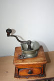 Antique Wooden Box Coffee Grinder with Cast Iron Crank & Pewter Metal Hopper – Early 20th Century - thumbnail 3 of 3
