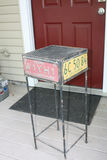 Vintage Industrial License-Plate Pedestal Stand – New Hampshire & California Plates, Perforated Steel Top - thumbnail 5 of 8