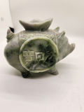 Hand-Carved Nephrite Jade or Serpentine Pig with Coin Motif & Soapstone/Marble Sculptural Rhinoceros Vintage Asian Stone Figures – Green Serpentine Pig with Coin & Brown Rhino Sculpture - thumbnail 15 of 15