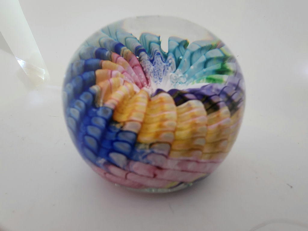 Epiphany Studio April Wagner Art Glass Signed “Rainbow Spiral Vortex” 2003 Paperweight – Signed – Hand Blown Studio Art Glass - image 1 of 6