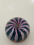 Epiphany Studio April Wagner Art Glass Teal & Lavender Bloom Paperweight, Signed early 2000s - thumbnail 4 of 4