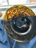 Amber Tortoiseshell Glass Decorative Lot – Large Art Glass Bowl, Molded Vase & Candlestick – 3 Pieces - thumbnail 6 of 8