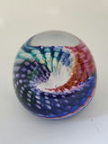 Epiphany Art Glass Studio April Wagner Rainbow Swirl (Red, White and Blue) Hand-Blown Paperweight - Signed early 2000s - thumbnail 1 of 7