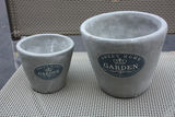 Set of 2 "Sweet Home Garden" Antique-Style Cement Planters - thumbnail 1 of 3