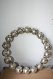 Oversized Modern Silver Glass Bauble Wreath on Iron Ring – Oka Style Sculptural Wall Décor - thumbnail 3 of 4