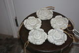 Set of Five Carved Rosette Curtain Tiebacks – Distressed Stone-Finish Medallions (Alstone) - thumbnail 1 of 5