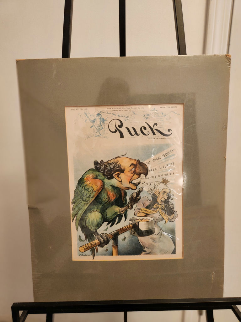 Matched Pair of Original Puck Magazine Political Satire Prints – “Stand-Pat Policy /Protection” & “Free Silver/The Moral Issue” – c. 1890s - image 4 of 9