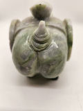 Hand-Carved Nephrite Jade or Serpentine Pig with Coin Motif & Soapstone/Marble Sculptural Rhinoceros Vintage Asian Stone Figures – Green Serpentine Pig with Coin & Brown Rhino Sculpture - thumbnail 11 of 15