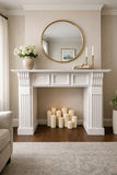 Decorative Neoclassical Style Wood Fireplace Mantel – Fluted Pilasters & Paneled Frieze - thumbnail 3 of 4