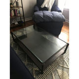 Pottery Barn "Robert" metal and glass coffee table on wheels - Industrial style - thumbnail 3 of 3