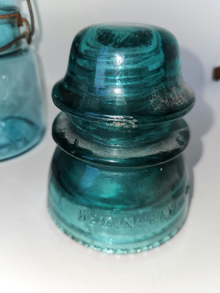 Pair of Aqua Glass Telegraph Insulators – Hemingray No. 19 & No. 42 - image 7 of 7