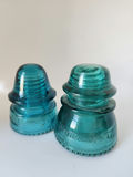 Pair of Aqua Glass Telegraph Insulators – Hemingray No. 19 & No. 42 - thumbnail 1 of 7