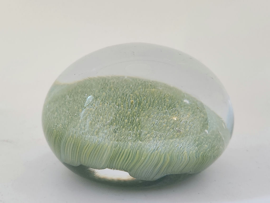 Vintage Vetri MURANO Barovier & Toso Glass Millefiori Art Glass Paperweight Green Yellow Micro Flowers - image 3 of 9