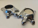 Whimsical Turtle Décor Lot – 2 Restoration Hardware Chrome Tealight Candle Holders & Carved Stone Turtle Key Safe / Trinket Box - thumbnail 5 of 5