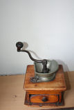 Antique Wooden Box Coffee Grinder with Cast Iron Crank & Pewter Metal Hopper – Early 20th Century - thumbnail 2 of 3