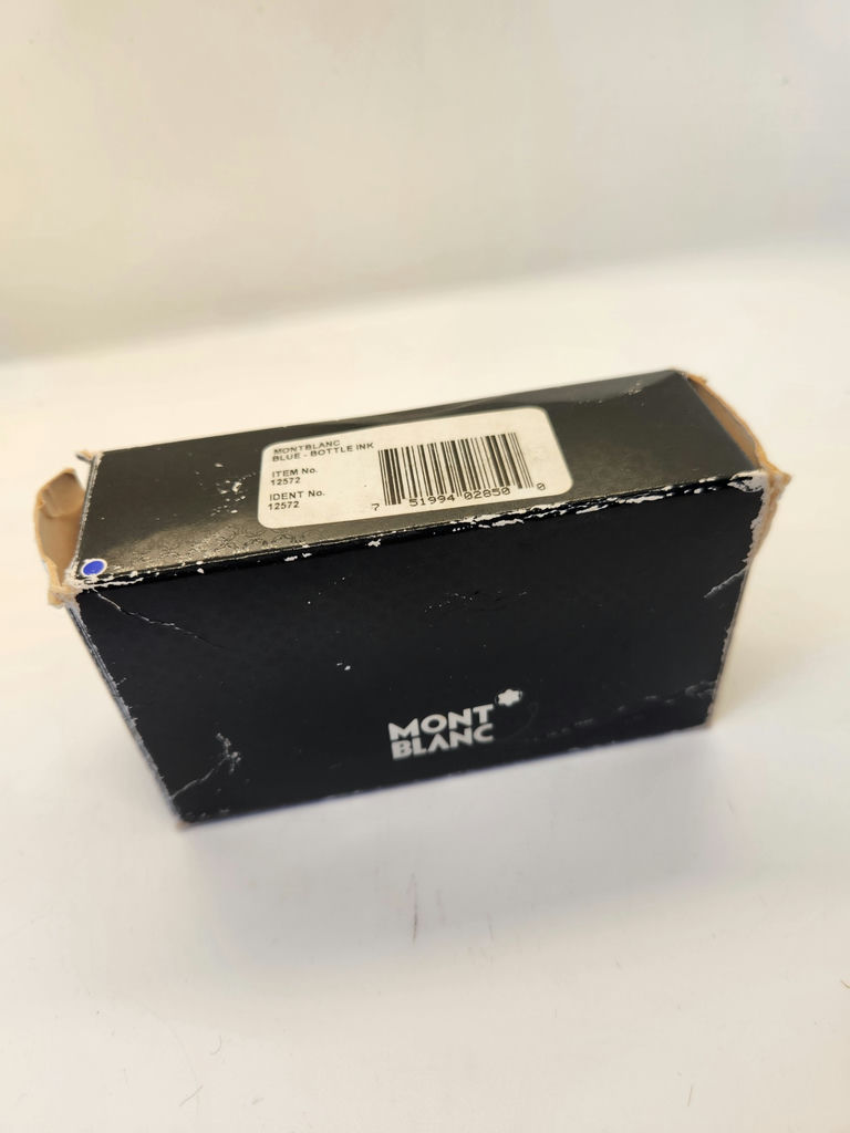 New Unopened (1980s) Montblanc Royal Blue (Königsblau) 50ml Fountain Pen Ink Bottle w/ Original Box Pair with Montblanc Pen Lot 114) - image 9 of 10