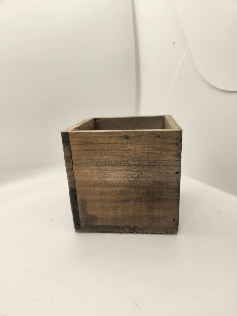 Group of Three Planters – Ceramic Urn, Wooden Box Planter & Black Metal Square Planter - image 5 of 7