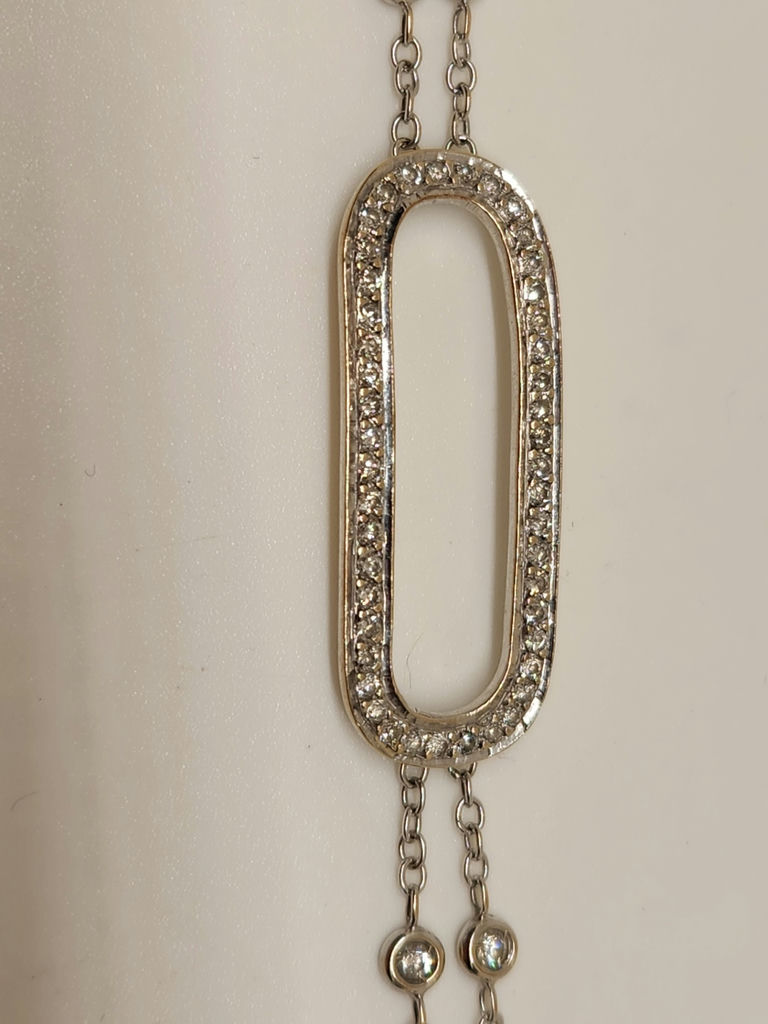Vintage 18k White Gold Diamond Bracelet with Stylized "C" Hallmark - image 1 of 14