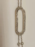 Vintage 18k White Gold Diamond Bracelet with Stylized "C" Hallmark - thumbnail 1 of 14