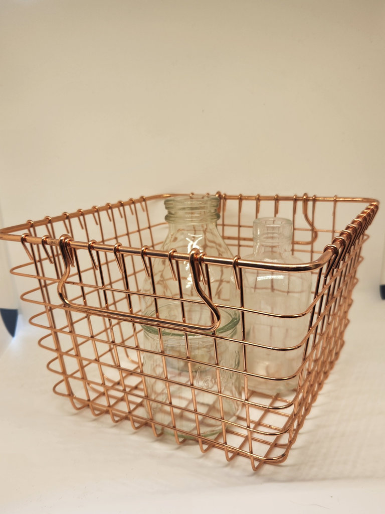 Glass Vase & Bottle Décor Lot + Copper Basket - image 5 of 9